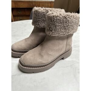 Marc Fisher VINA Womens Lined Mid Calf/ankle Boots Grey Stone Suede‎ Lug SIZE 8